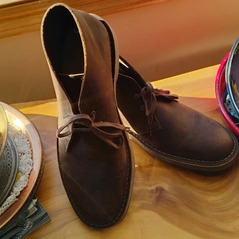👞 OXFORD CLARKS LEATHER Brown TIE OXFORD Shoes 9 EPLC UNISEX FOOTWEAR